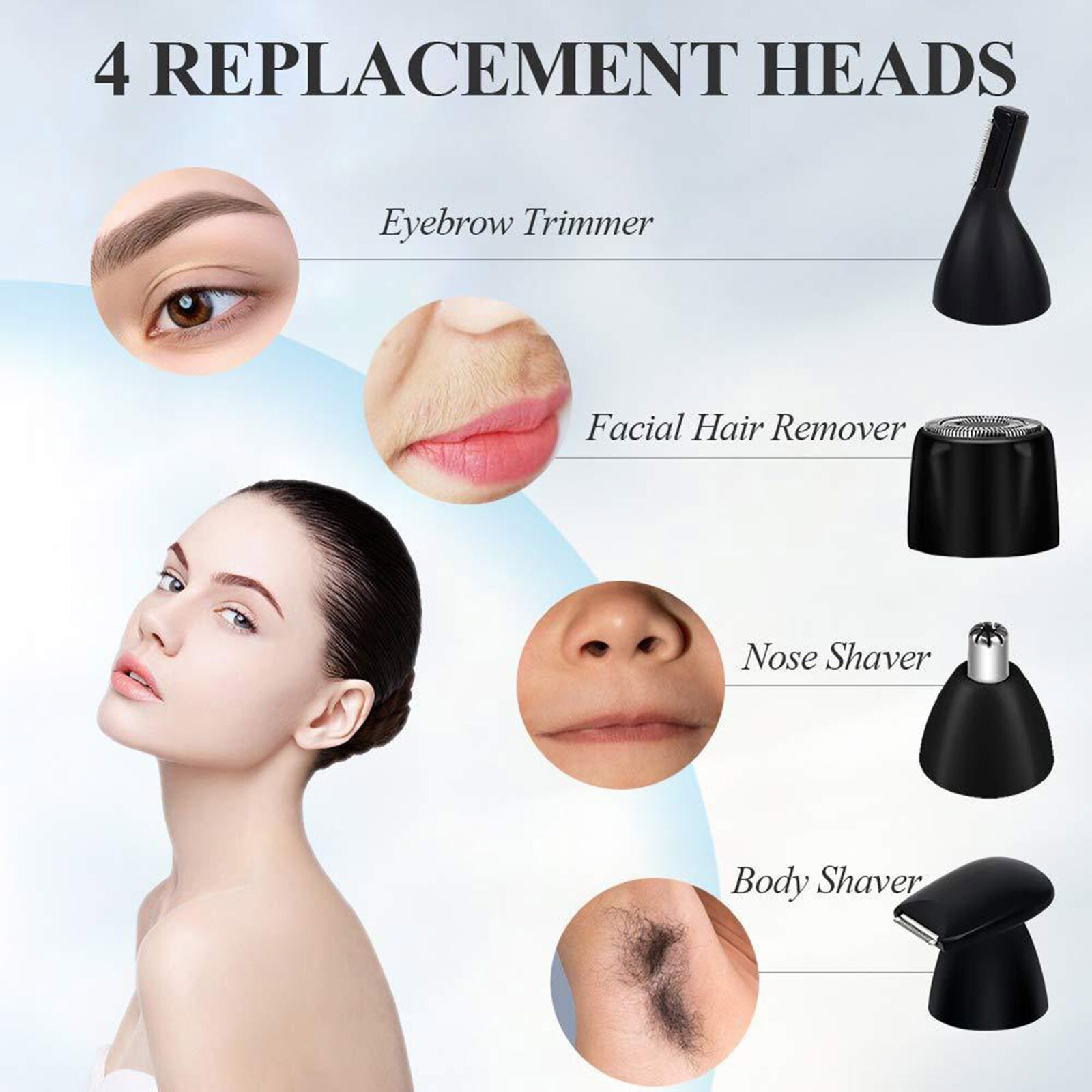 4 in 1 Electric Nose hair trimmer Mini Portable Ear Nose Hair Shaver Waterproof Safe Cleaner Tool Razor Men