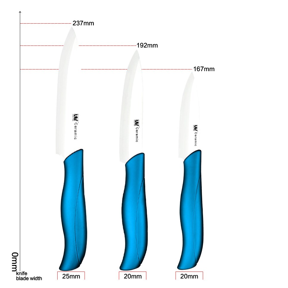 Xyj kök keramiska kniv set 3 " paring 4 " utility 5 " skivare matlagning keramiska knivar skarpt blad bekvämt handtag kockar verktyg