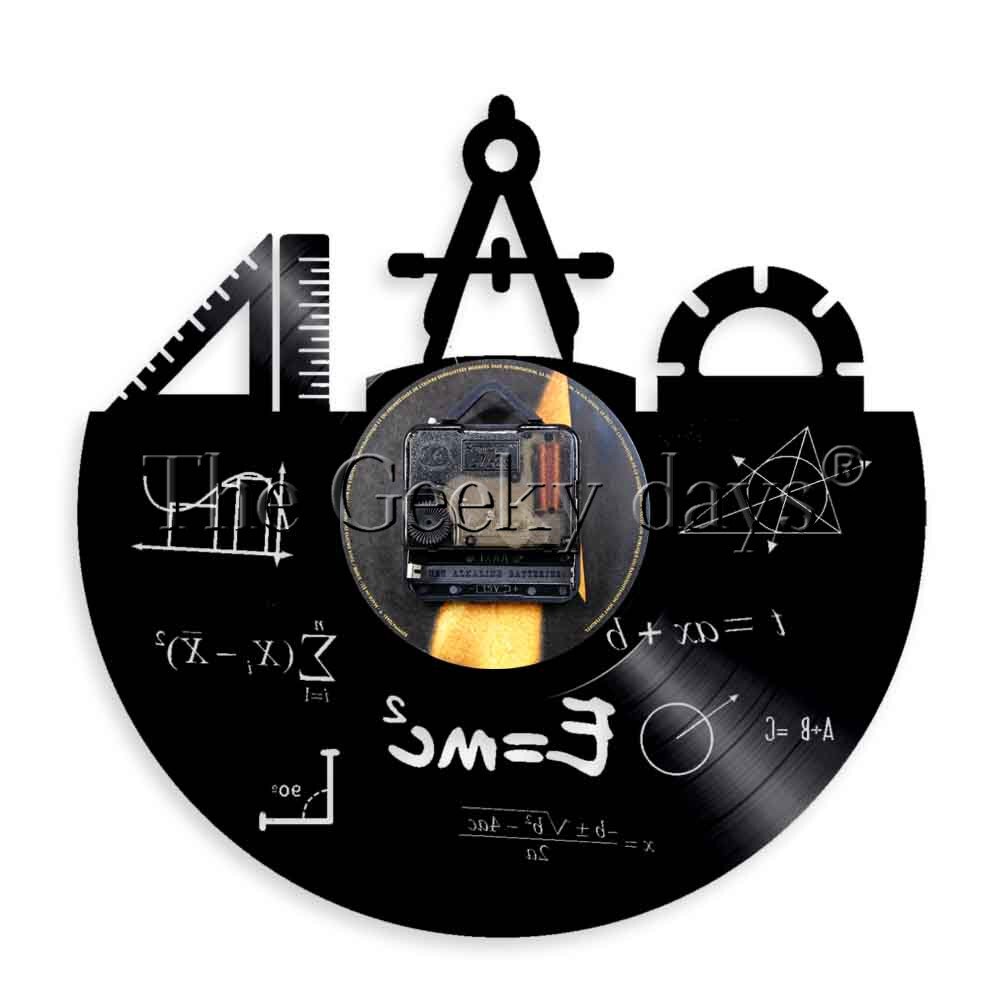 1Piece Luminous Math Wall Clock School Education Vinyl Record Wall Clock Engineer Decorative Time Clock Mathematics Timepiece