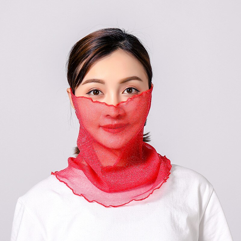 neue Gold seide Gesicht Maske Schutz Frauen Sonne Schals Hals Abdeckung fest drucken Dame Wandern Reiten Mund Schal Ring wickelt
