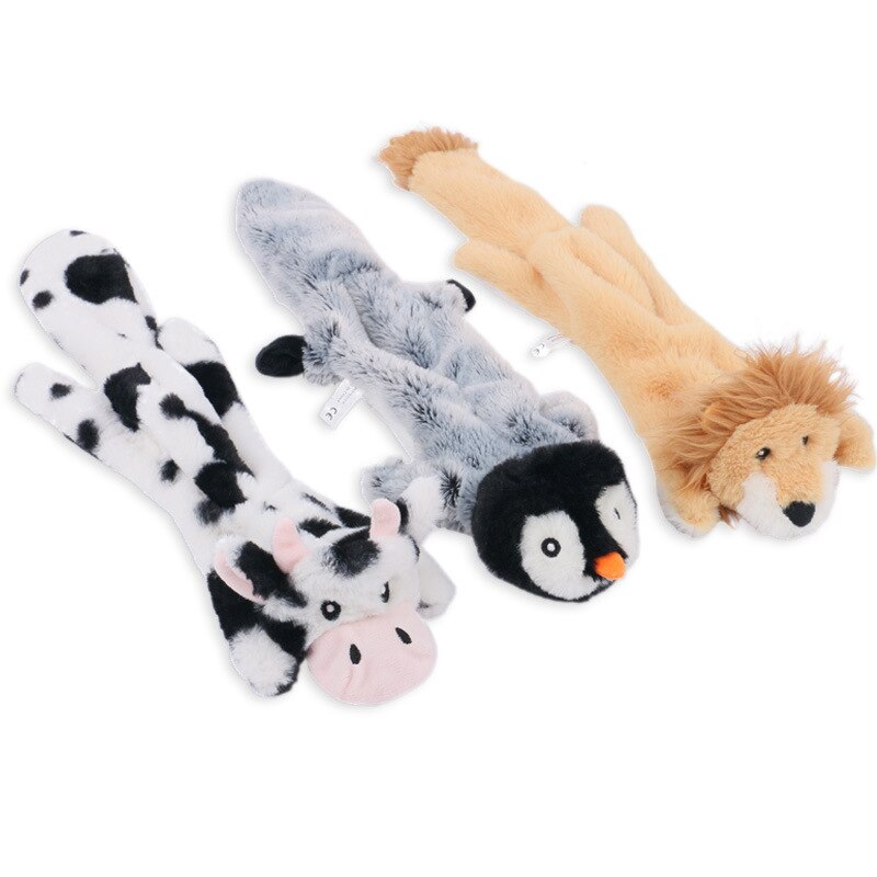 Smiling Cheese Plush Super Soft Pet Dog Squeaky Toy with 2 Sounder Penguin Lion Cow Fits for Middle & Big Sized Dogs Labrador
