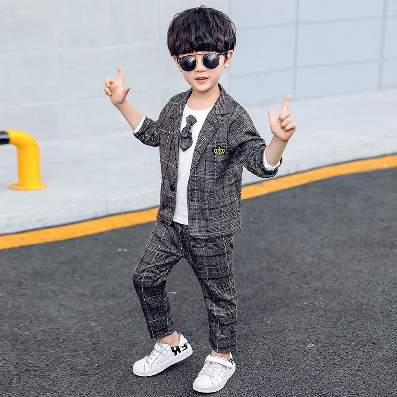 Traje de boda para niños elegantes para niño 2/3 piezas Blazer Conjunto Clásico a cuadros Caballero niños Blazers bebé niños trajes 2 3 4 5 5 5 6 6 7 8 T