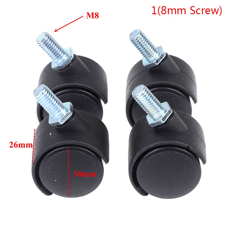 4Pcs 30mm Chair Wheel Furniture Caster Swivel Castor Brake Wheel Replace Hardware Trolley Silent Brake Protection: Orange