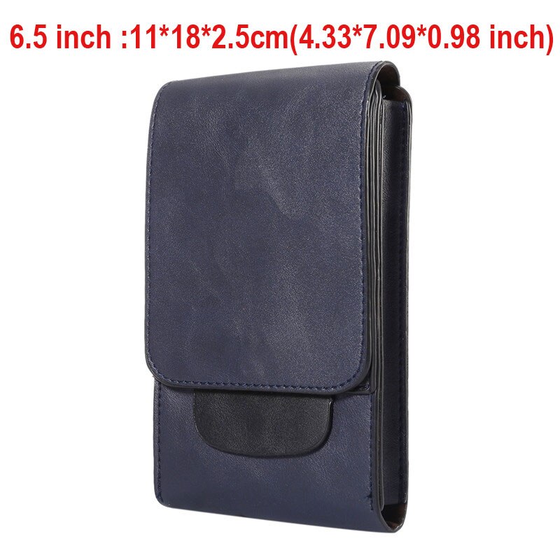 Yiang män midjeväska läder 6.5/6.3 tum mobiltelefon / mobiltelefon myntväska ficka bälte bum påse pack pu material 4 färger: Blå 6.5 tum