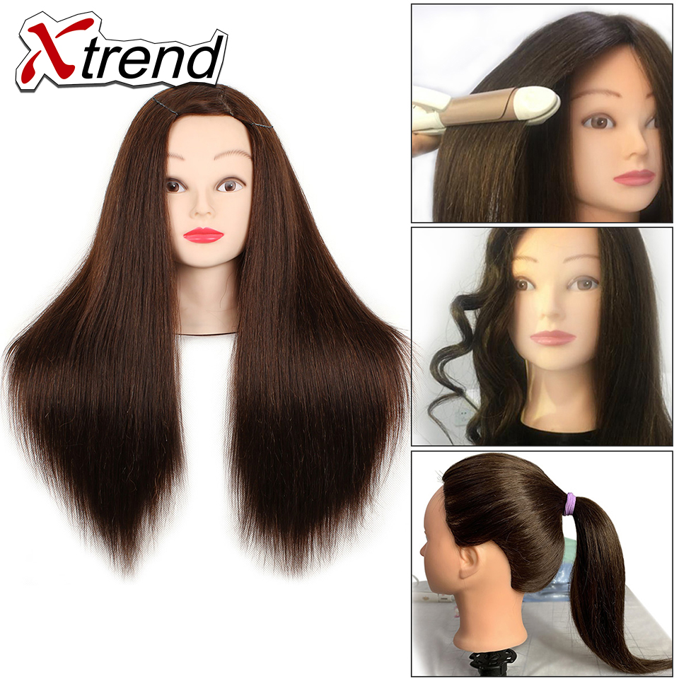 Mannequin Head - 22 Inch Training Head with Holder - Synthetic Fiber Hair for Styling Practice