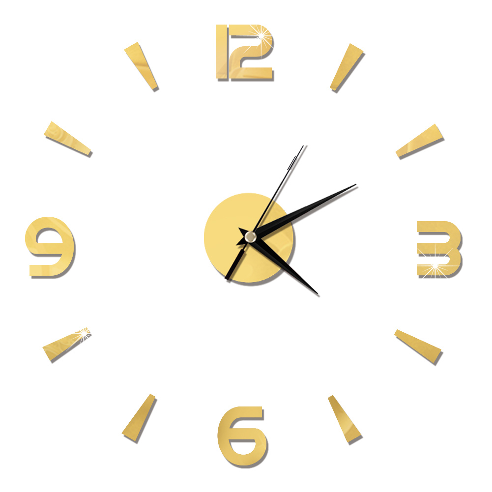 Wall Clock Sticker 3D Clock Quartz Watch Wall Clock Modern Large Decorative Clocks Europe Acrylic Stickers Living Room: Gold