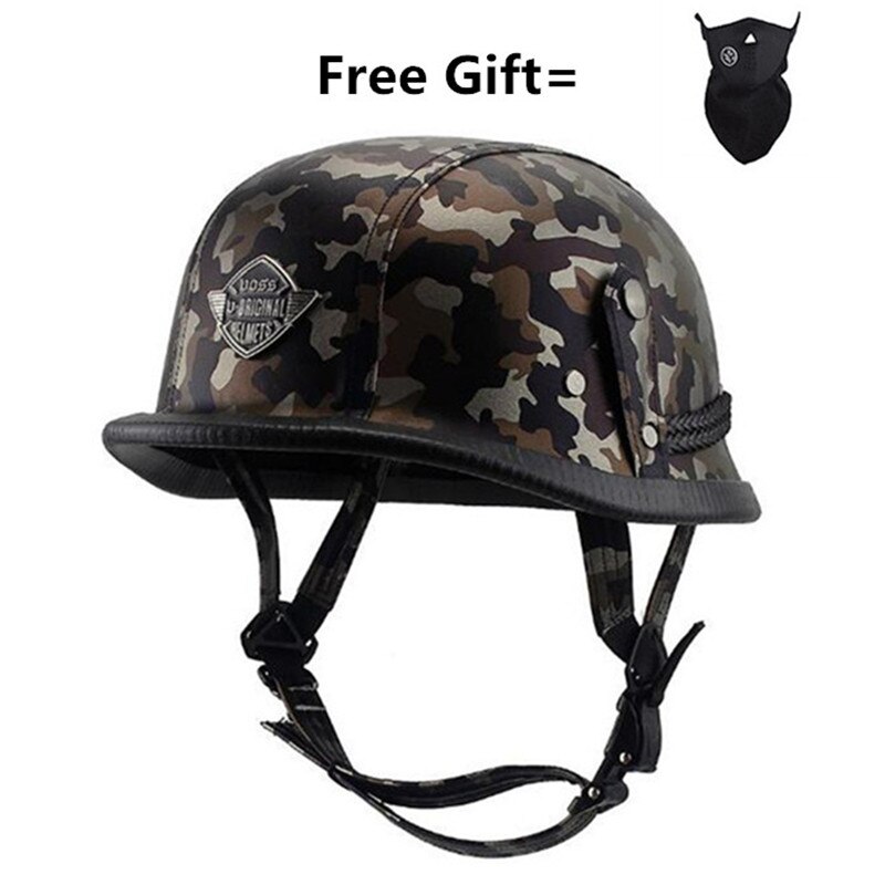 Unisex Retro Half Motorcycle Helmets Matte Black German Half Face Helmet Chopper Cruiser Biker M/l/xl Casque Moto