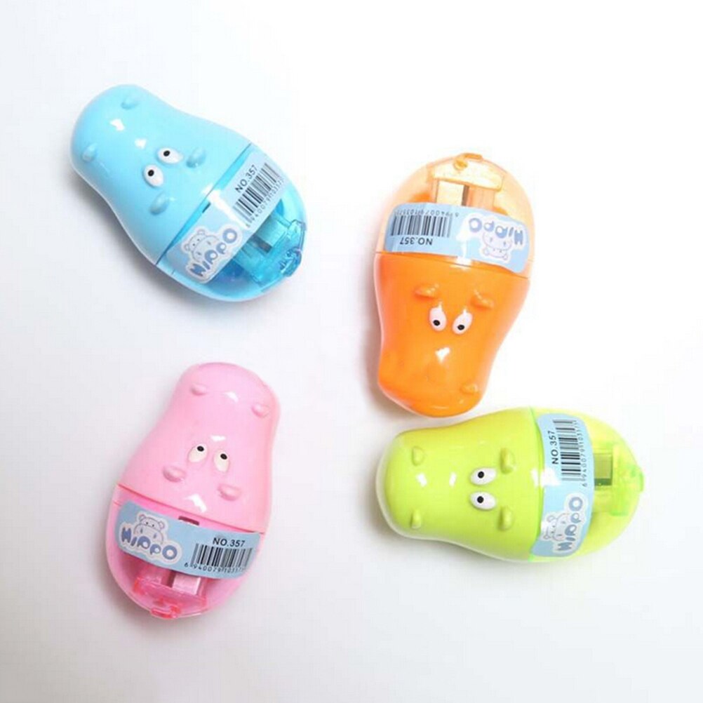 Mini Sacapuntas con forma de hipopótamo para niños y estudiantes, cuchillo colorido, cortador de lápices de Color aleatorio, ideal para