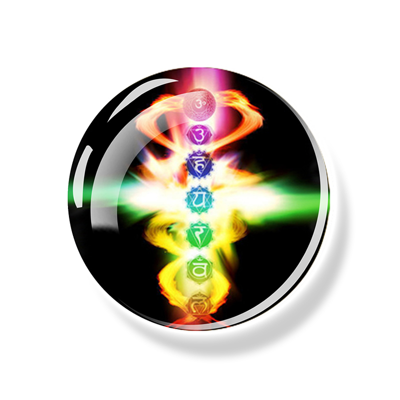 7 Chakra Totem Magnet Fridge Meditation Yoga Mandala Hinduism Glass Dome Refrigerator Magnets Stickers Indian Buddha Home Decor: Orange