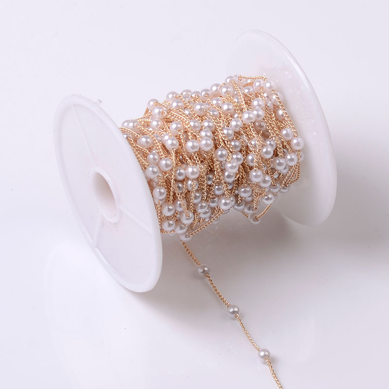 1Meter Beaded Chain Imitation Pearl Chain Copper Necklace Chain Handmade Accessories for Jewelry Making Components Crafts DIY