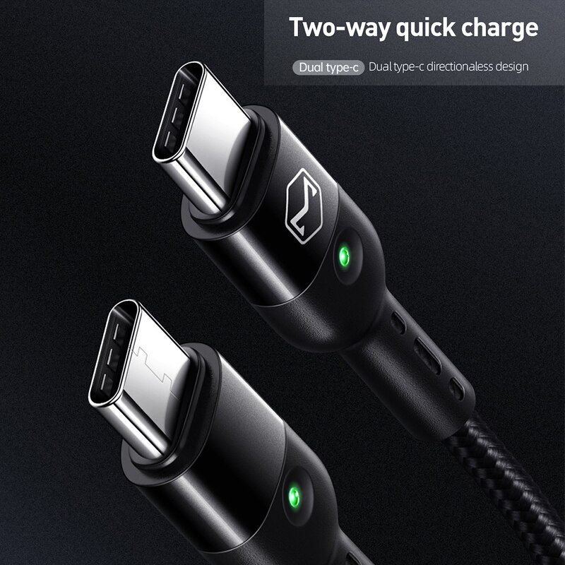 MCDODO Retractable Car Spring Type C To Type C 3A Cable For Samsung Xiaomi Huawei PD 60W 3.0 Fast Charging Cable LED Data Cord