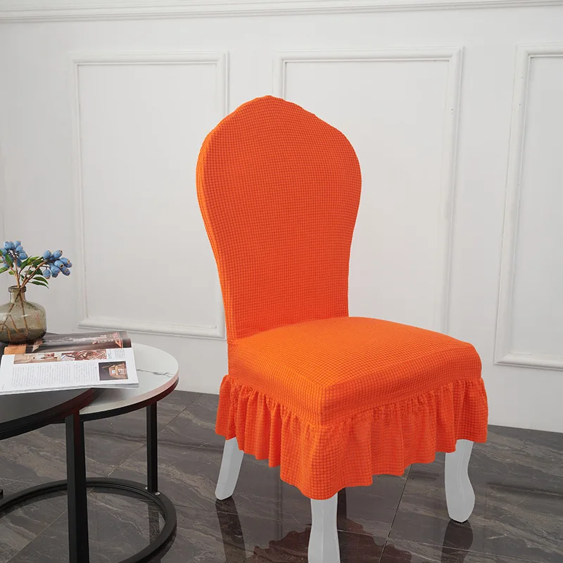 Rok Stoelhoes in Europese stijl Verdikte eettafel en stoelhoes Elastische rok Hotel Restaurant stoel beschermhoes: Paars