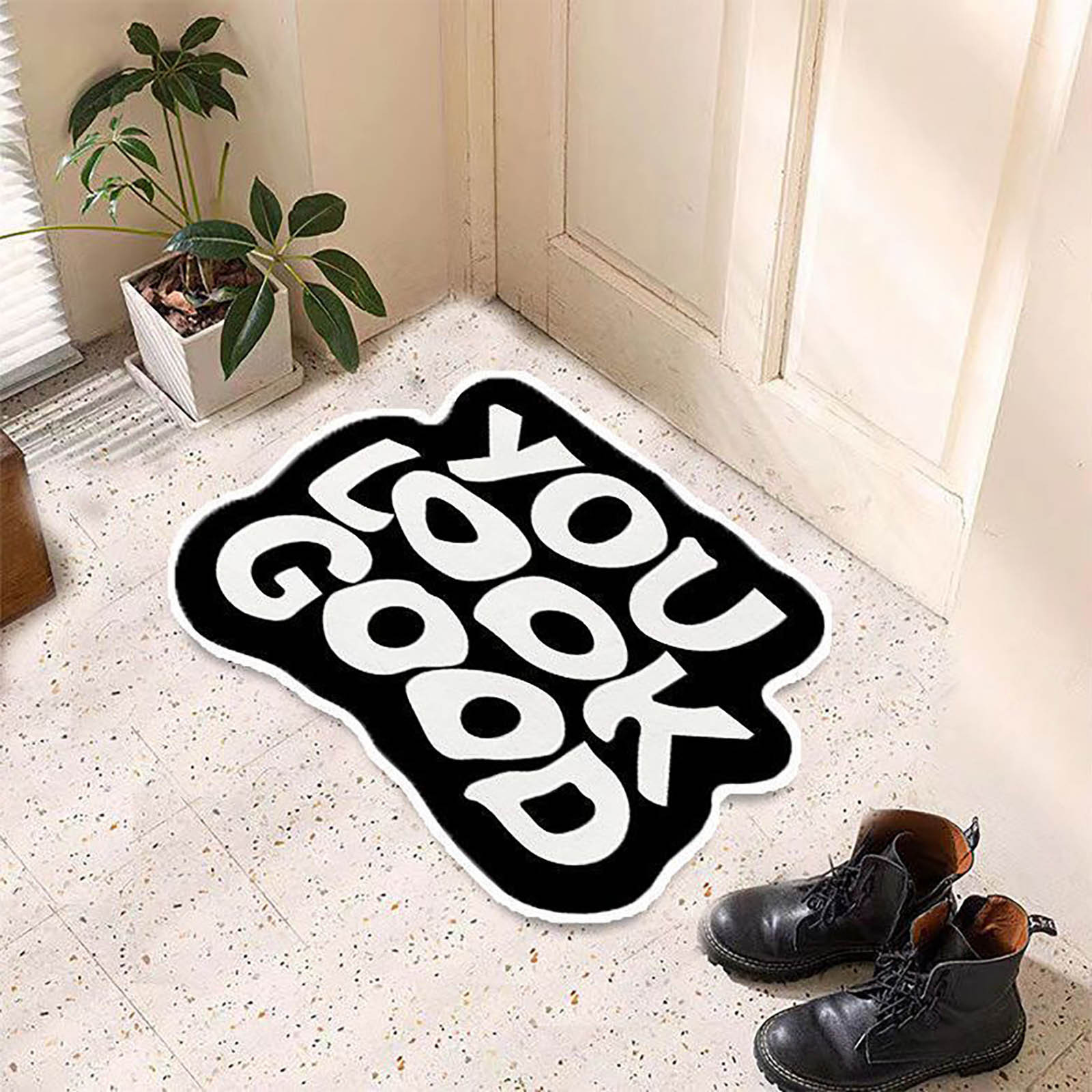 You Look Good Bath Mat Anti-Slip Bath Mat Bathroom Rug Absorbent Bath Mat English Letter Bathroom Mat 54*64CM: Default Title