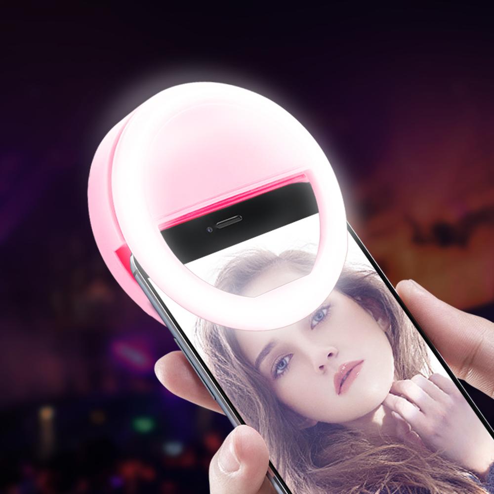 Draagbare Make-Up Spiegel licht LED Selfie Ring Lamp LED Mobiele Telefoon licht Fotografie Clip Ring Beauty Tools Voor Foto vullen licht