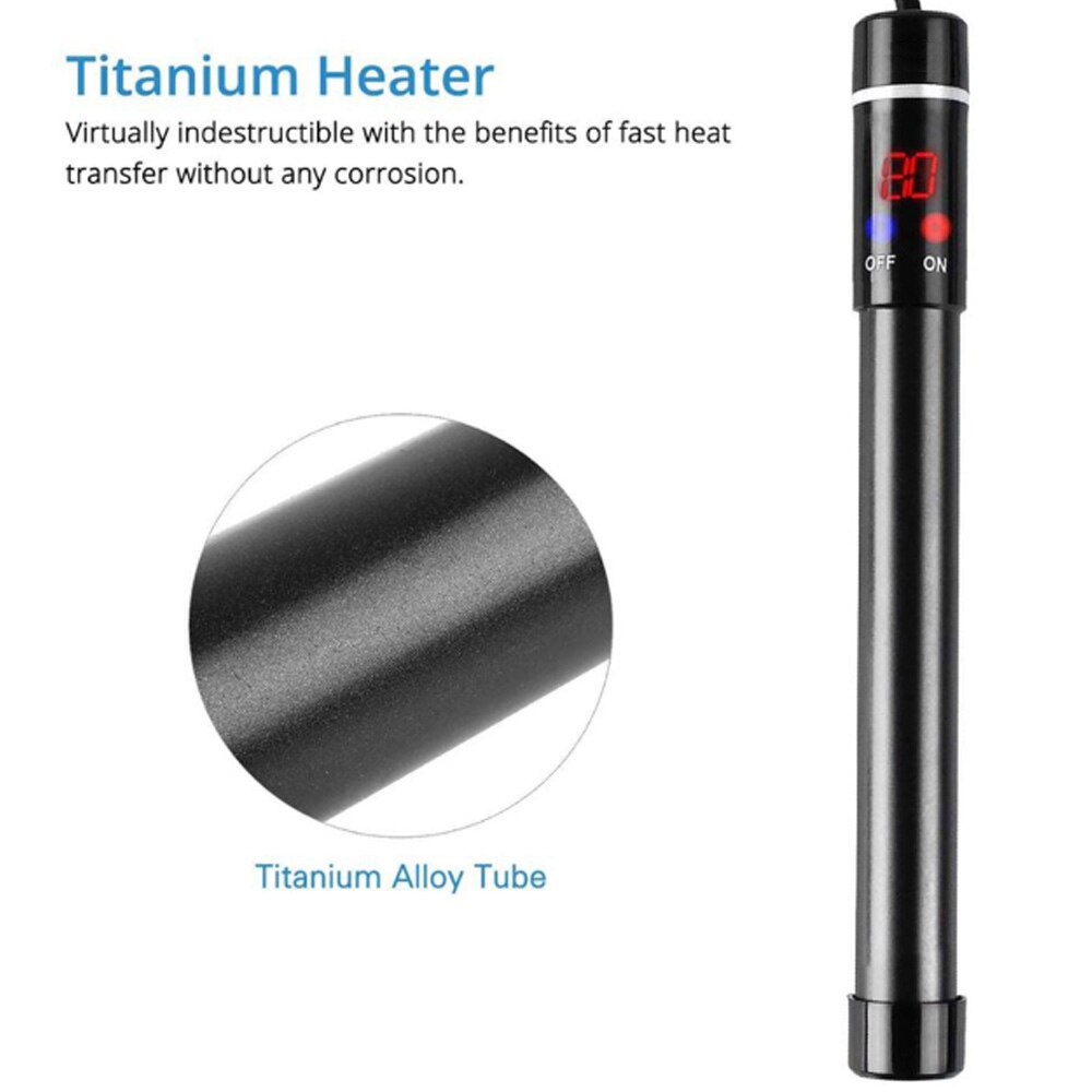 Riscaldatore per acquario digitale in titanio da 500W per asta di riscaldamento dell'acqua per acquari con Schermo a portato intelligente termometro per acquari