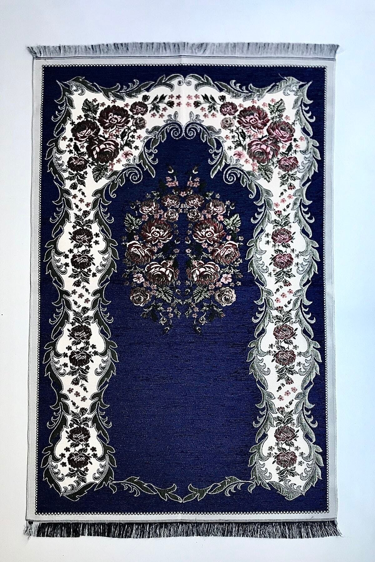 Marineblauw Rozen Gebedskleed Parel Rozenkrans Fluwelen Yas Islamitische سجاد صلاة مسلم هدية إسلامية Sijad Salat Moslim Hadiat 'Iislamia