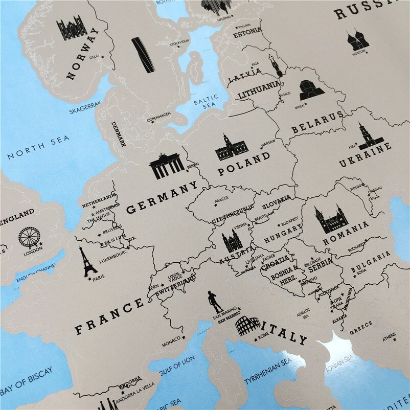Scratch Europe Map DIY Art Paper Travel Vacation Personal Mark Wall Decoration 55