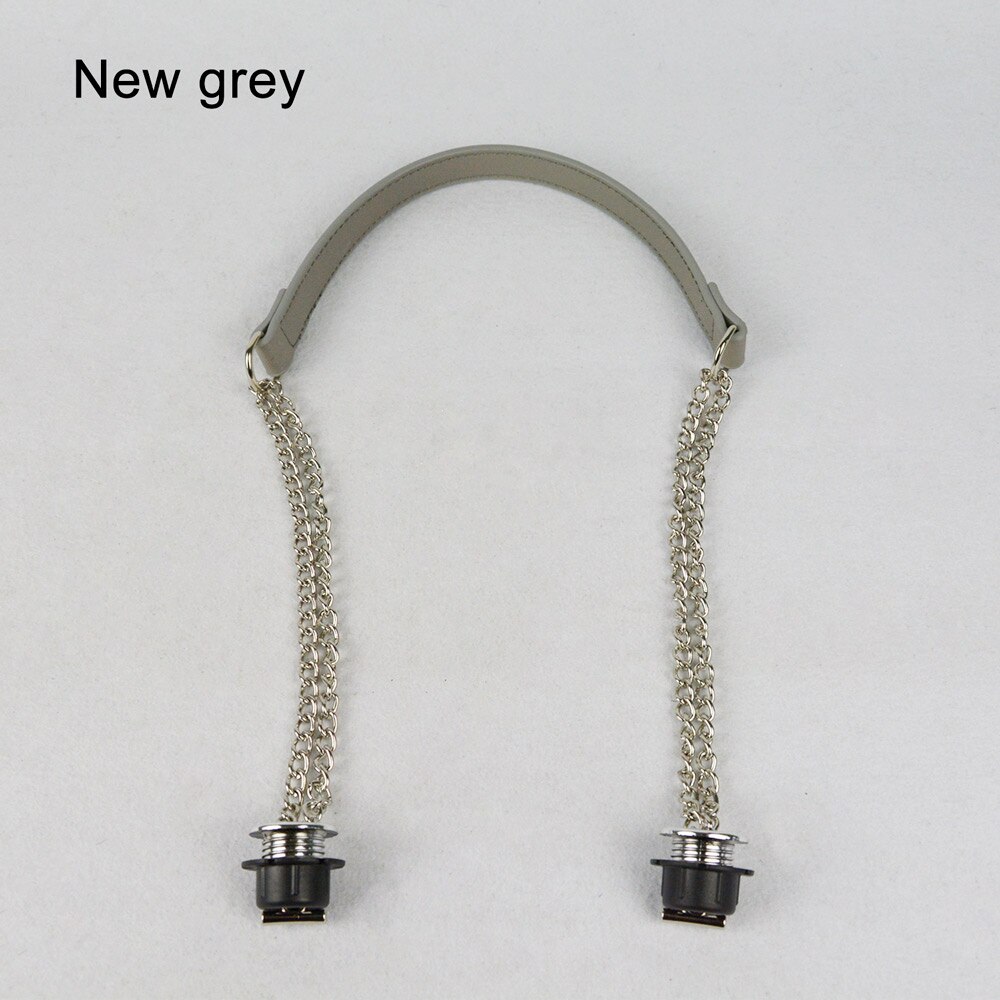 TANQU jednoczęściowy O worek srebrny długi podwójny łańcuszek z metalową śrubą do Obag Women: New Grey