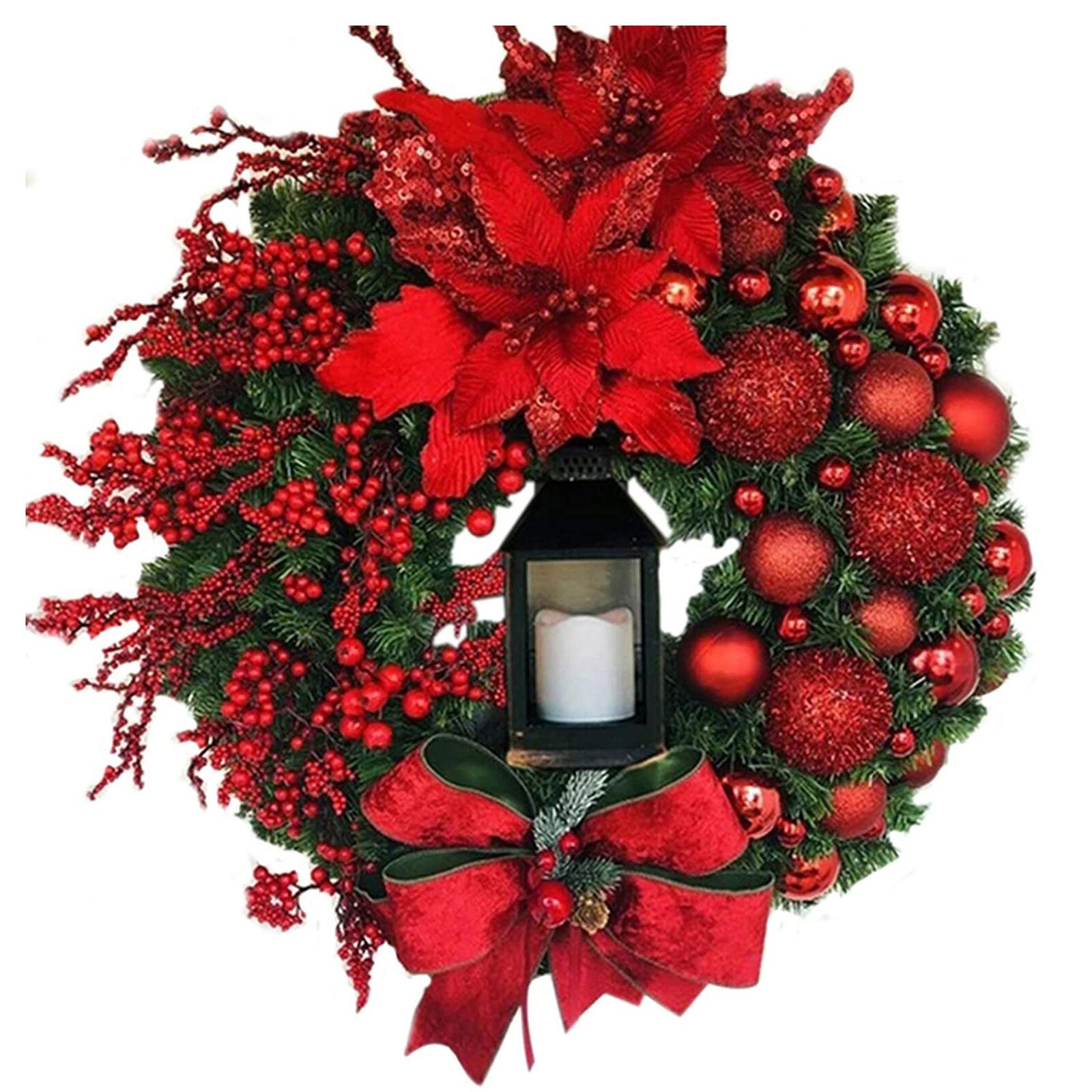 19.65in Christmas Garland With Candle Lights And Window Front Decorations Home Decor Christmas Garlands Farmhouse deco noel: Default Title