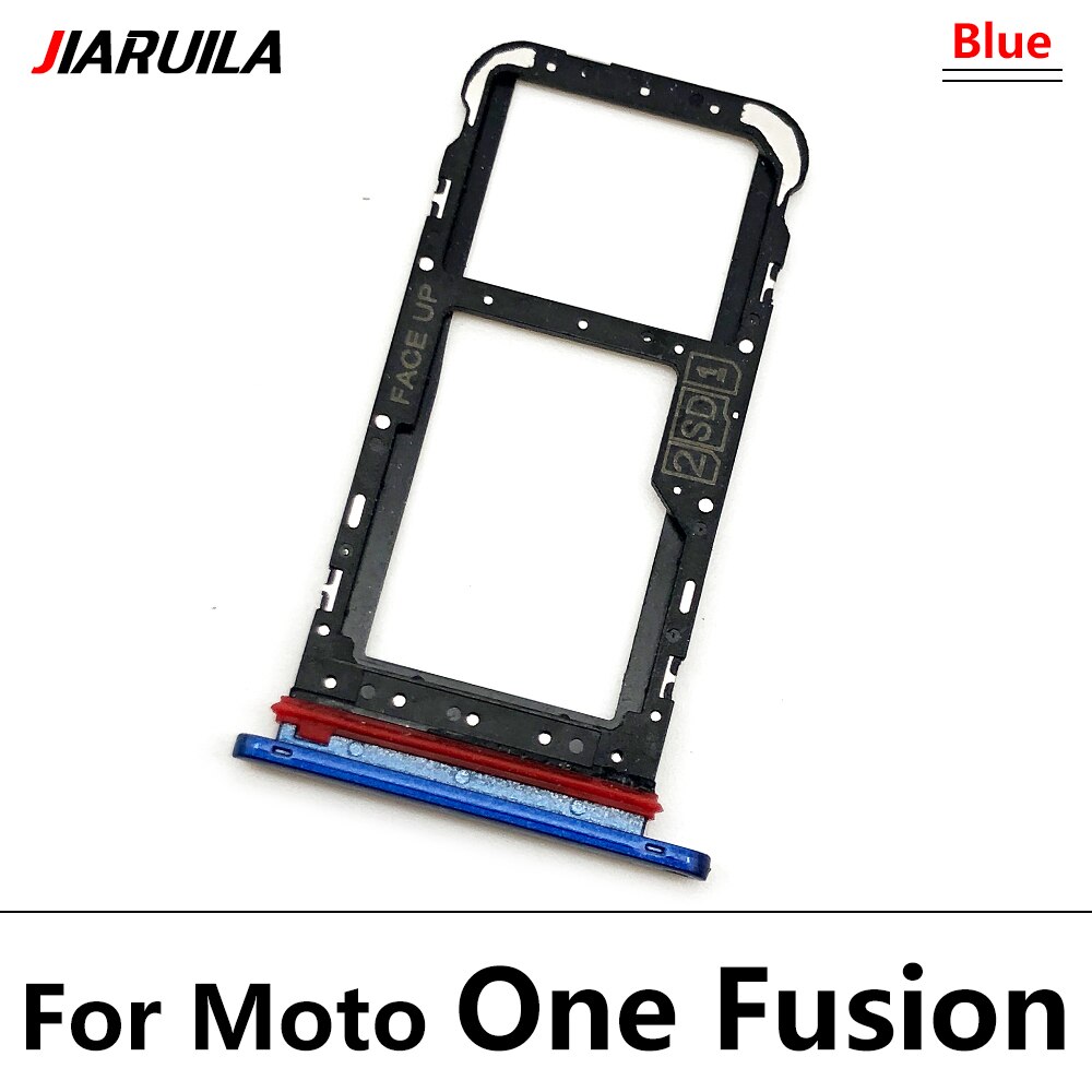 SiM Tray For Moto E6 Play E6S G10 One Action One Fusion Macro SIM Card Slot SD Card Tray Holder Adapter: One Fusion Blue