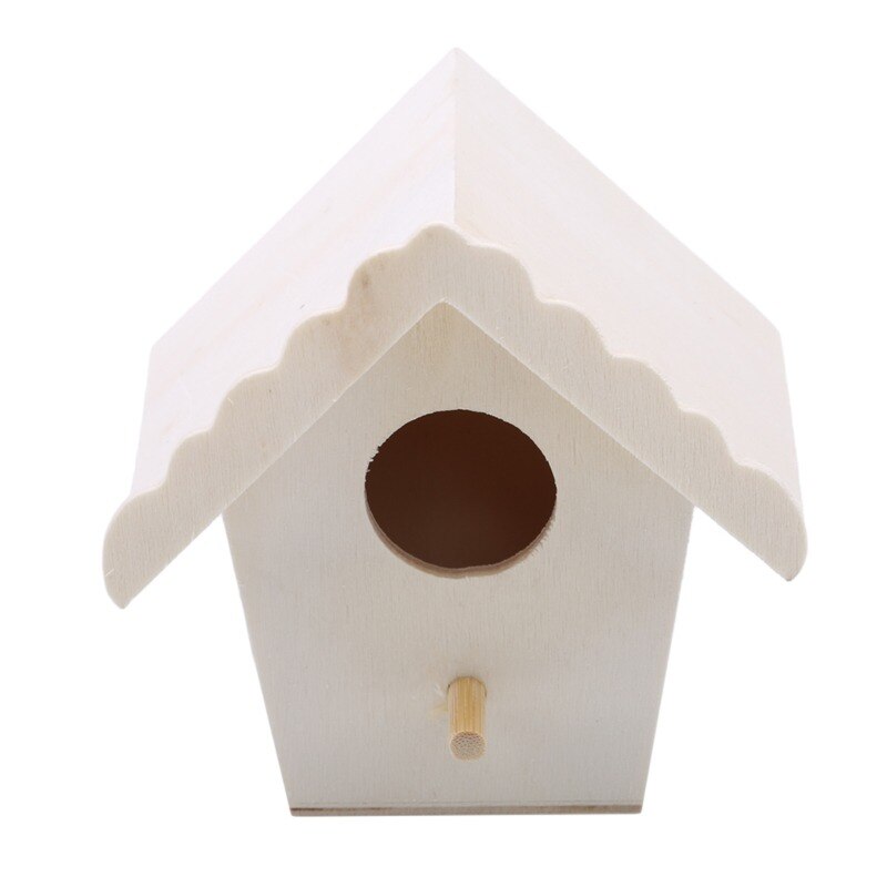Mini Jaula de madera para pájaros colgante para exteriores caja de pajarera jaulas para pájaros de jardín decoración de patio para el hogar productos para pájaros nido de loros de madera: Circle (Lace Eaves)