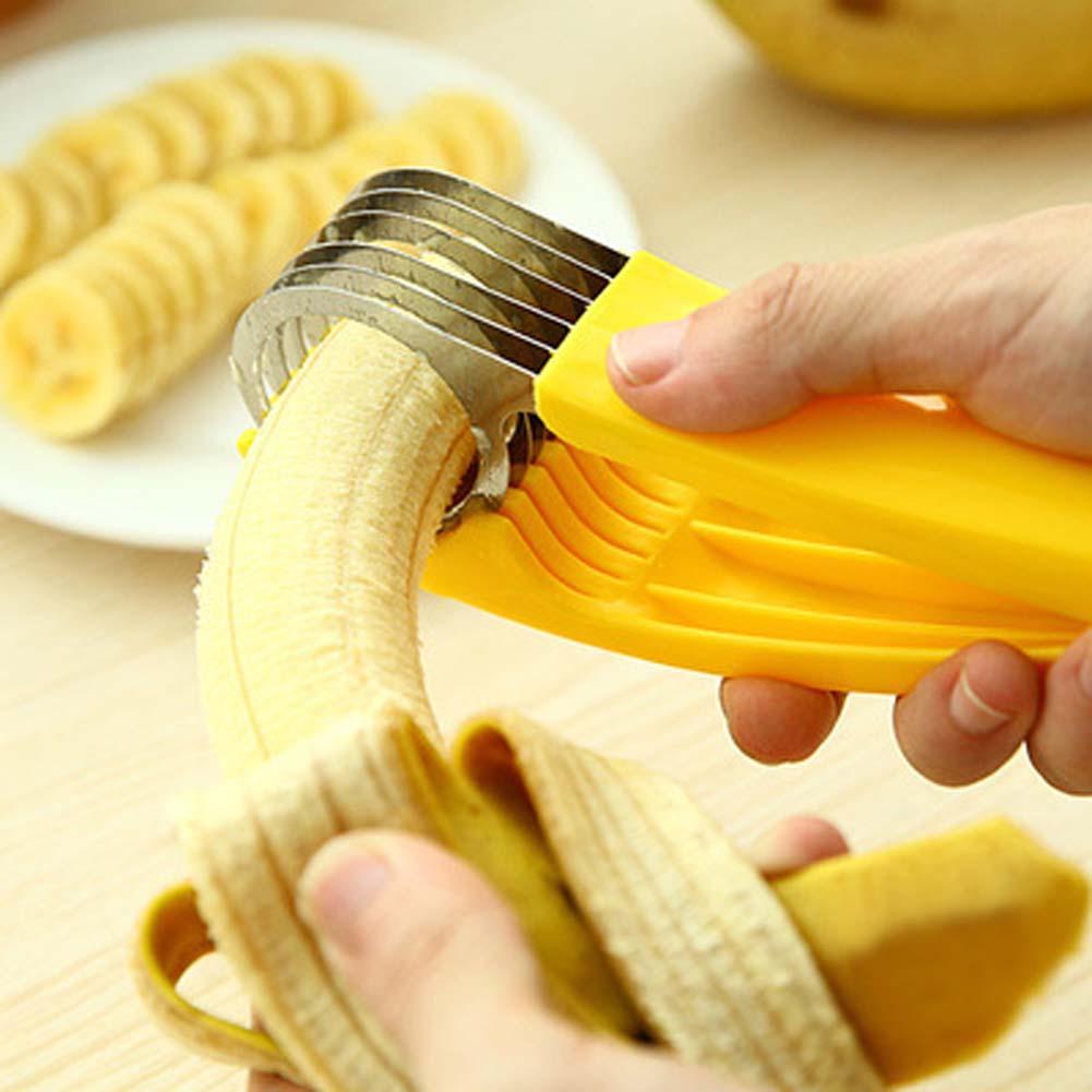 Bananensnijder roestvrijstalen snijder fruitsalade stengel komkommersnijder keuken keukensnijder bananensnijder voedselsnijder