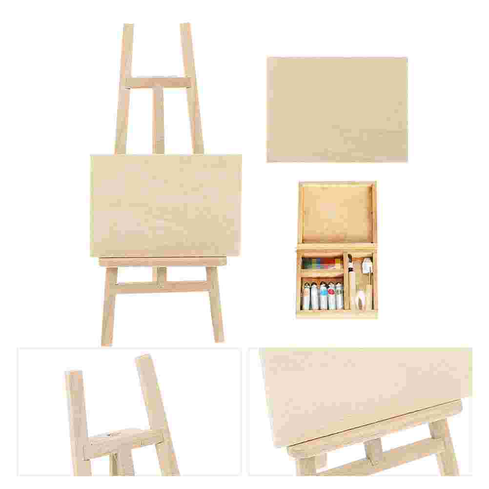 1 set of Miniature Easel Model Wooden Painting Board Holder Mini House Painting Board: Default Title