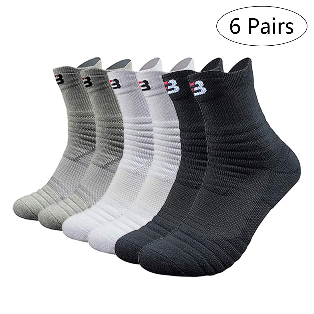 Basketball Sport Socks velonoski Winter Thick Outdoor Sports Fitness Compression Sock Chaussette Homme Sport: 6 pairs