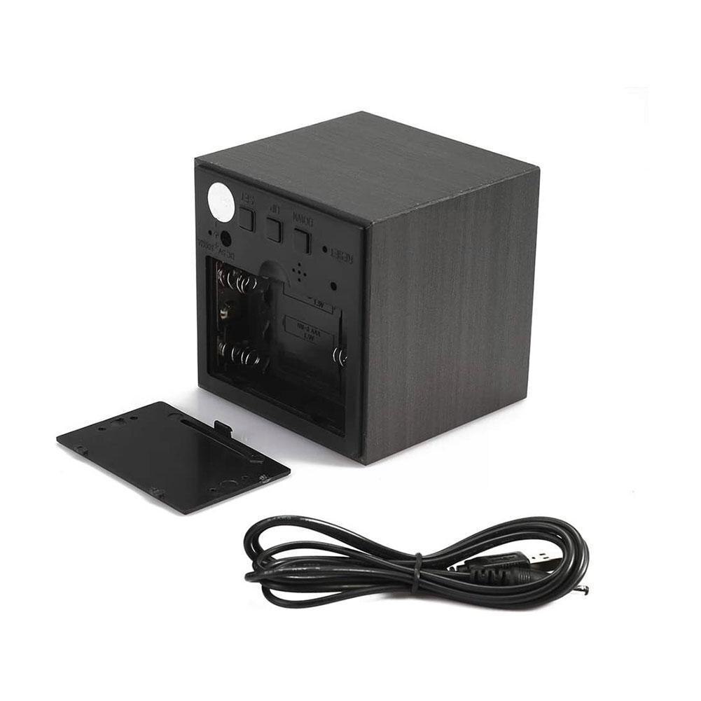 Relojes multifunción LED de madera, reloj despertador de mesa, Control de alarma de escritorio, decoración de madera , voz electrónica Digital, Tabl C1O2