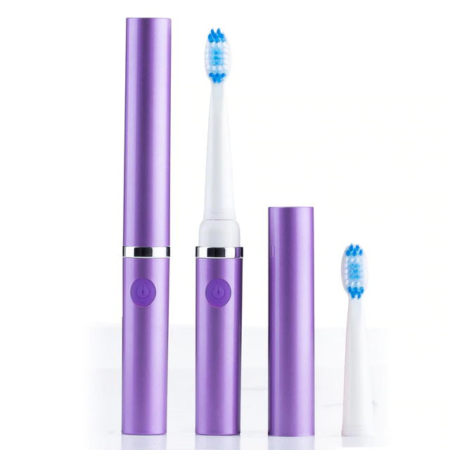 Pop batteri elektrisk tandbørste slank bærbar rejse sonisk pop sonic go overalt sonisk tandbørste go sonisk tandbørste: Lilla