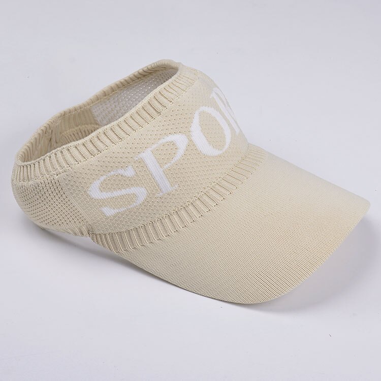 Sommer kvinder baseball kasket tom top strikket hue stor skygge kasket udendørs bysport solbeskyttelse hat sol alfabetisk hat: Beige