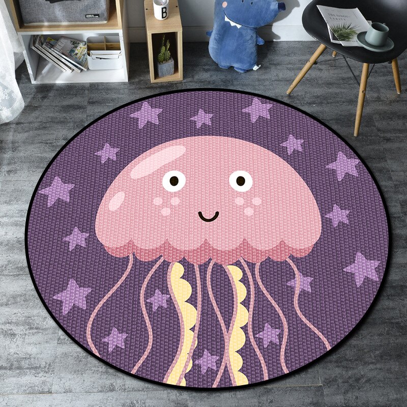 Tapis rond animaux de dessin animé 100cm, tapis rampant pour bébé, panier suspendu, coussin de chaise, tapis de sol, tente de jeu