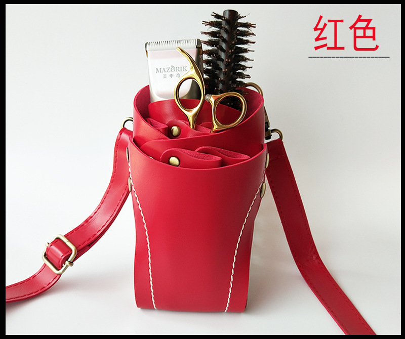 Mode Professionele Kapper Lederen Salon Schaar Pouch Tas Taille Verpakking Kappers Tool PU Leer Kapper Gereedschap Tassen: Rood