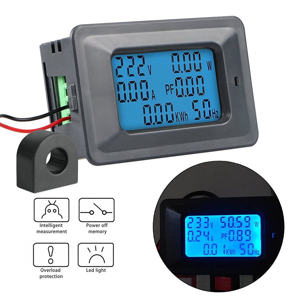 DC/AC Power Meter Energy Meter Elektrische Meter Spanning Stroom Tester Elektriciteit Monitor LCD Backlight Ampèremeter Voltmeter