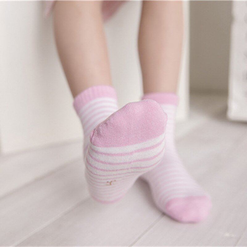 Spring Autumn Baby Socks Lovely Stripe Socks Absorb Sweat Cotton Baby Sock Thin Funds Children Socks 5 Colors