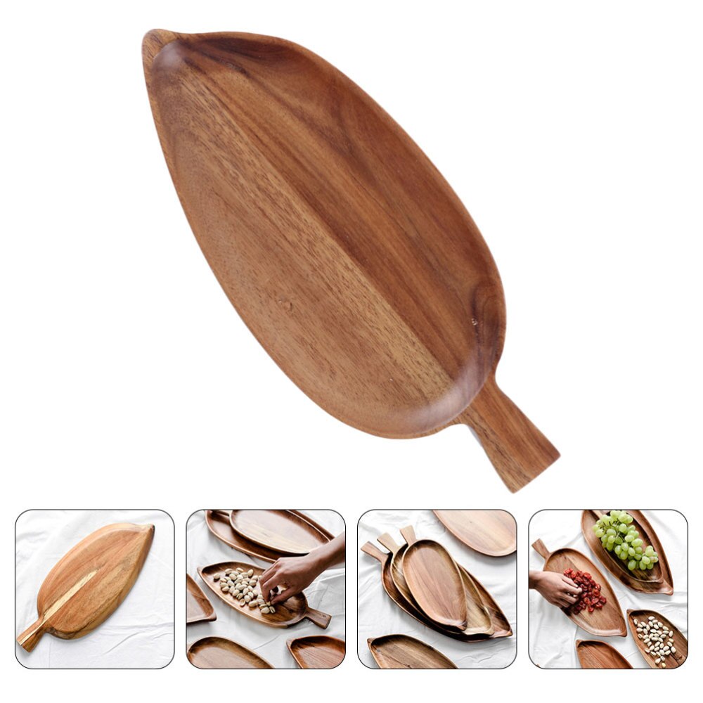 1Pc Wooden Tray Bread Plate Breakfast Dish Serving Tray (Light Brown)