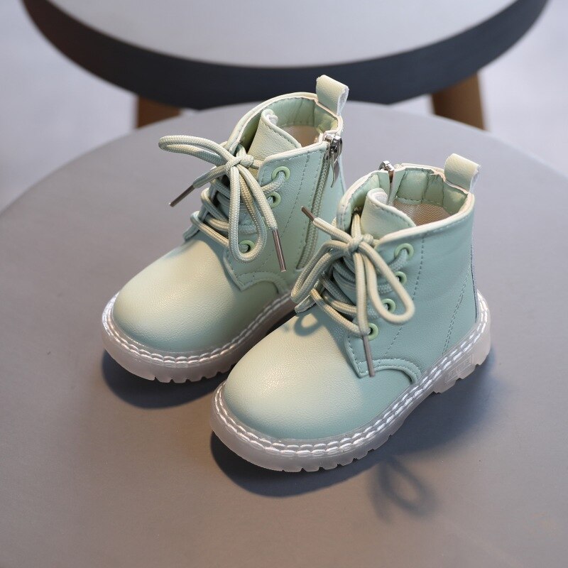 Bottes martin pour enfants, bottes courtes en cuir pu pour garçons et filles, bottes courtes à semelle souple, automne-hiver