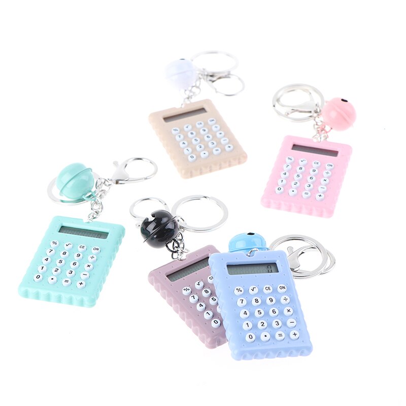Mini llavero Kawaii con forma de galleta, portátil, calculadora de dígitos, herramienta para estudiantes