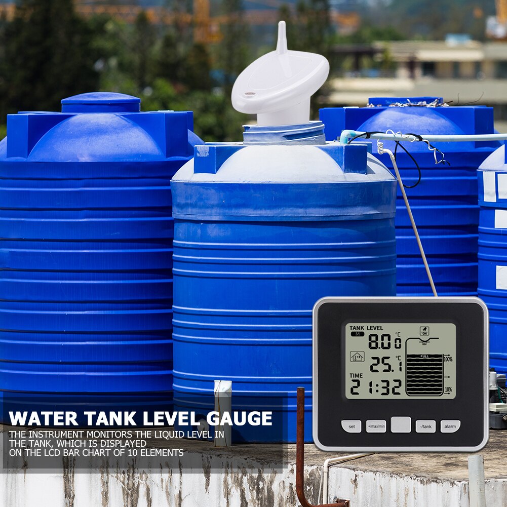 0,5 M-15M Ultraschall Kabellos Panzer Flüssigkeit Eben Meter Mit Temperatur Sensor Ultraschall Wasser Level Gauge Wasser Tank Sender