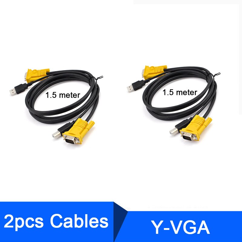 1.5m usb kvm bytte om kabel usb 2.0 15 pin vga hann til hann usb a til usb b ledningskabler pc datamaskin skriver Observere adapter omformer: Y-vga -2 stk
