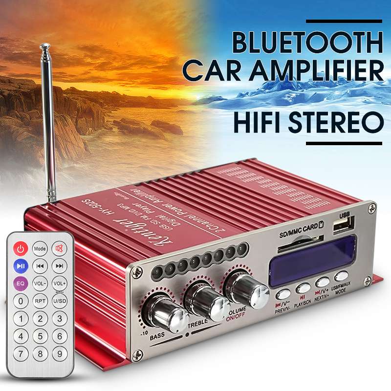 400W 12V 2CH Car Audio Amplificador HIFI Audio Power Amplifier bluetooth Stereo Amplifiers FM Radio USB W/ Remote Control