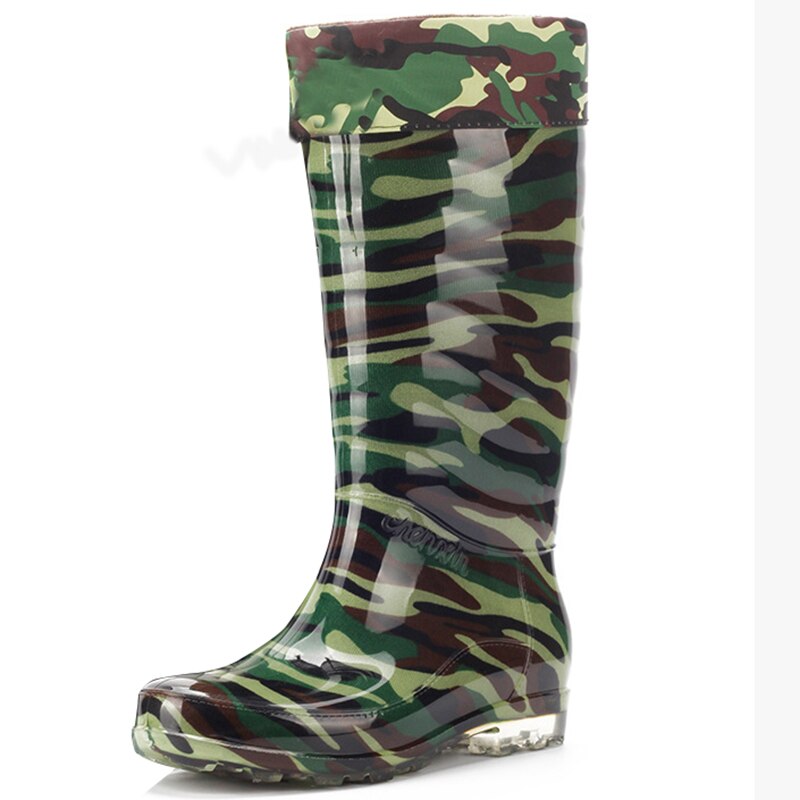 Brand Rain boots Plus velvet thickening camouflage high boots waterproof non-slip boots shoes shoes rubber shoes car wash boots