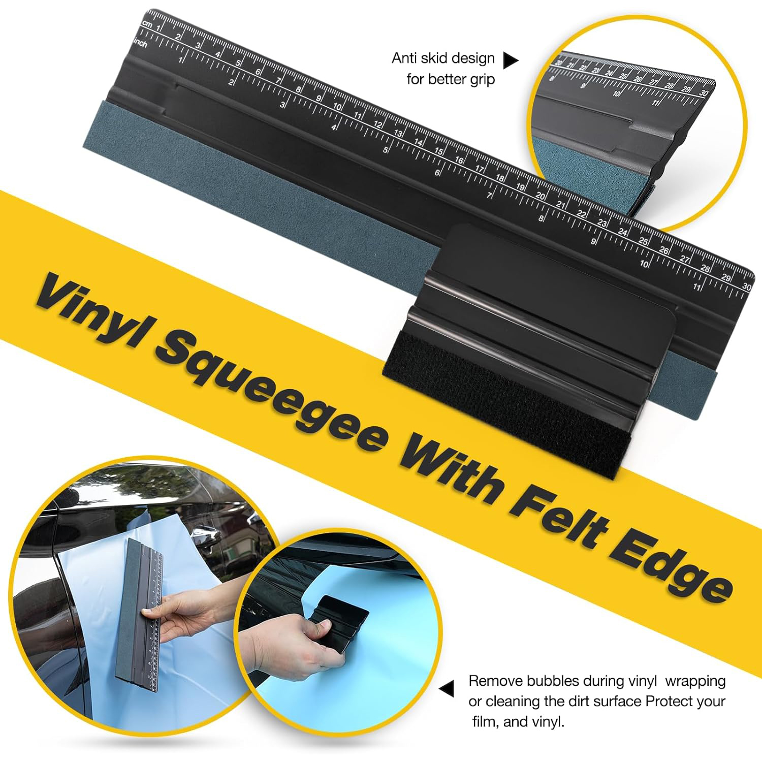 EHDIS Vinyl Wrap Tool Kit Car Window Cleaning Water Remover Scraper Handled Bulldozer Squeegees Auto Tint Film Tool