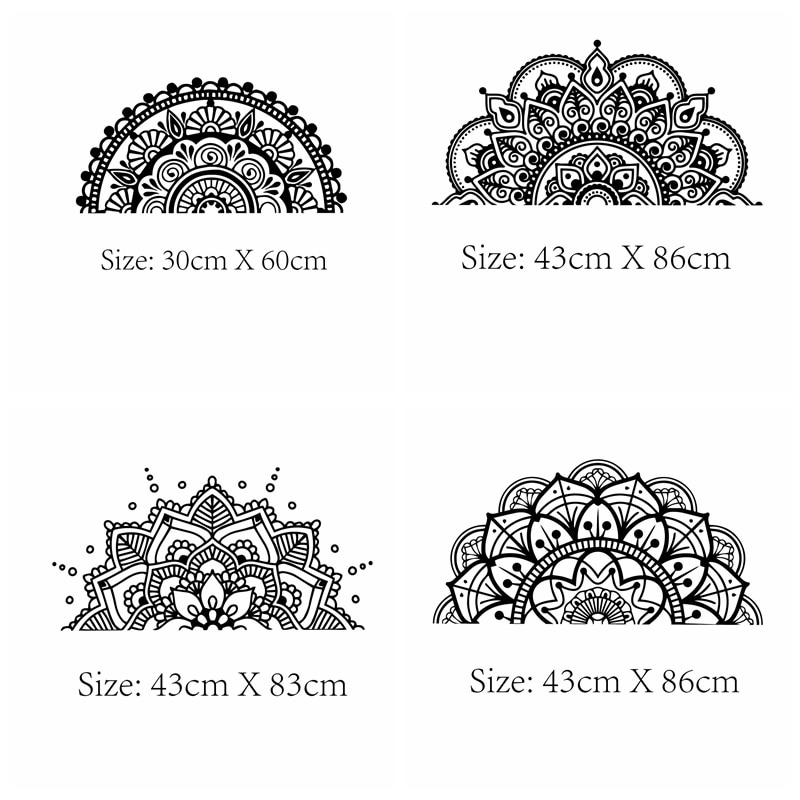 Demi Mandala autocollant Mural pour maison tête de lit pour méditation Yoga amovible vinyle autocollant Art Mural salon chambre murale