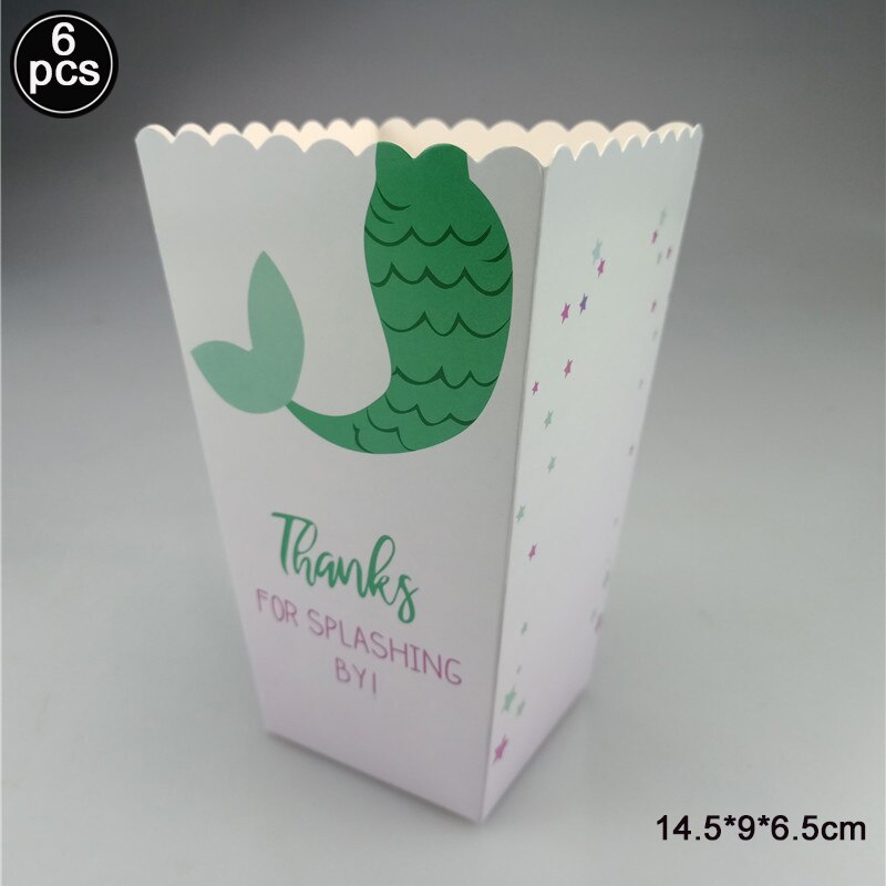 Mermaid Tail Candy Box Paper Candy Bags Popcorn Boxes Mermaid Theme Party Decorations Kids Birthday Baby Shower Party Supplies: 6pcs green boxes