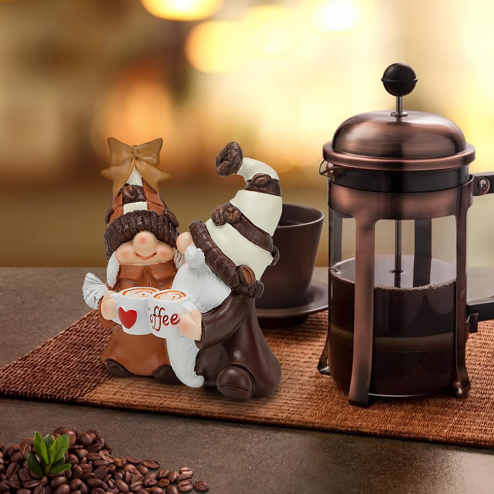 Kaffegnome kaffebar dekoration tilbehør forår sommer gnomdekoration efterår gnomdekoration hjem lagdelt bakke design