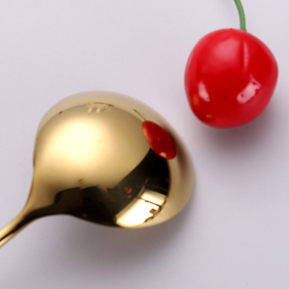 3pcs Silver 304 Stainless Steel Spoon Dessert Serving Spoon Tableware Round Spoon for Home Restaurant