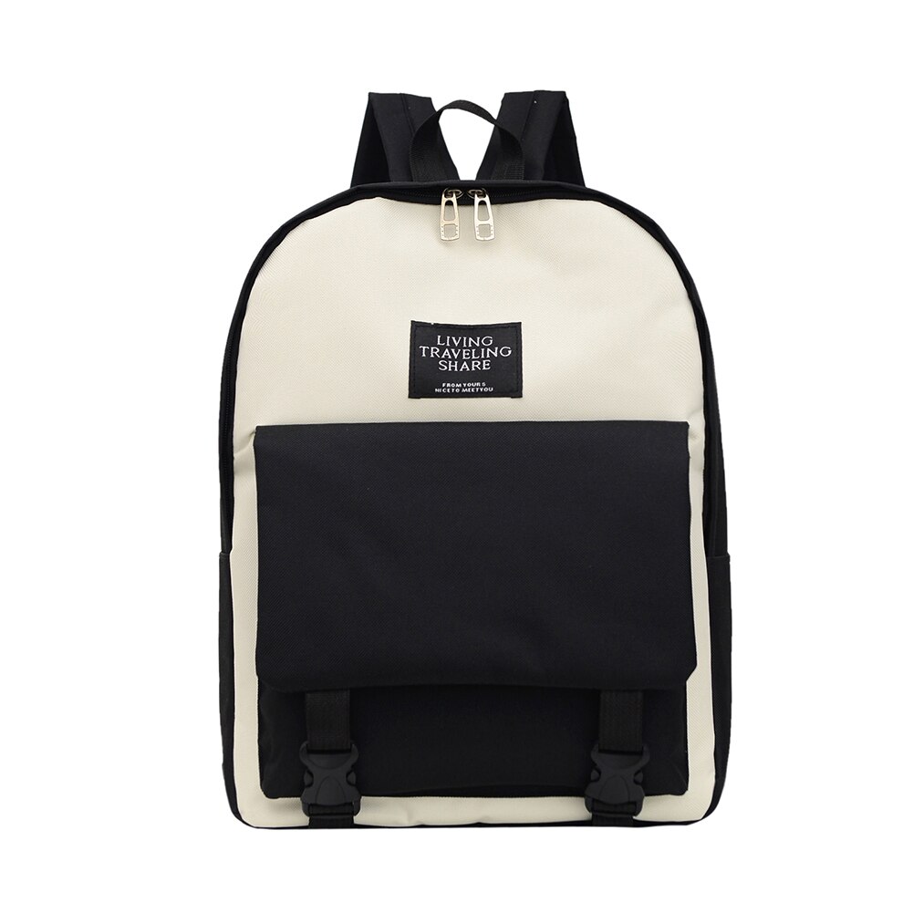 Multi-Functionele Vrouwelijke Festival Grote Capaciteit Rugzak Studenten Hit Kleur Eenvoudige Mochila School Bagpack: Black