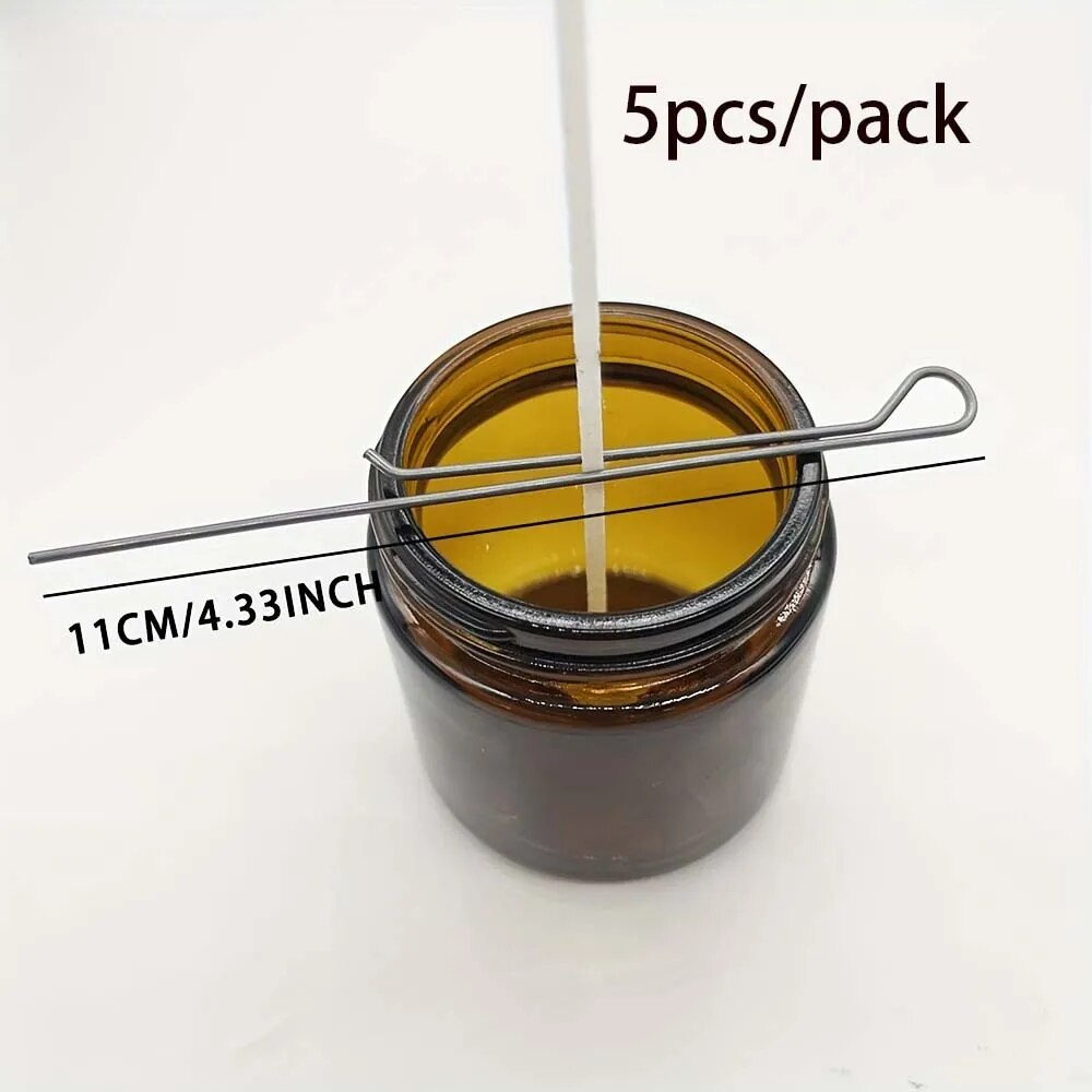 Soportes para mecha de vela de 4,3 pulgadas, fijador de mecha con Clip, soportes de acero inoxidable para fabricación de velas, herramientas de dispositivo de centrado de mecha de Metal, 5/10 Uds.: Plata