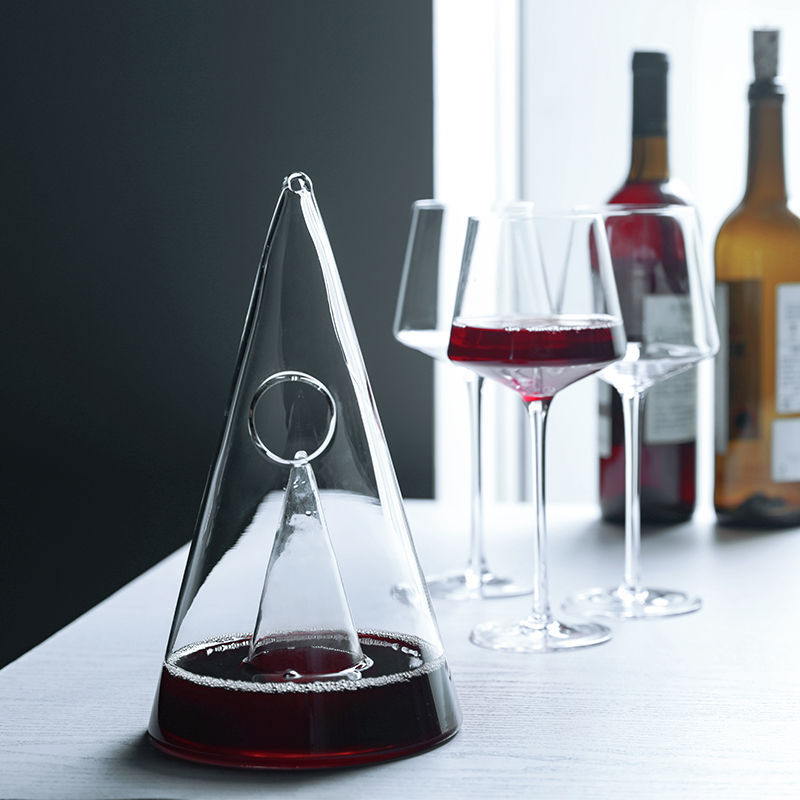 Carafe à Vin Rouge en Forme de Pyramide, Pichet Verseur Cascade à Respiration Rapide avec Séparateur pour Bouteille de Brandy, de Sherry ou de Champagne